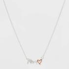 No Brand Silver Plated 'mom' Heart Shaped Cubic Zirconia Station Necklace