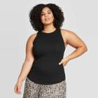 Women's Plus Size Scoop Neck Weekend Tank Top - A New Day Black 1x, Women's,