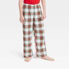 Kids' Holiday Tartan Plaid Fleece Matching Family Pajama Pants - Wondershop Cream
