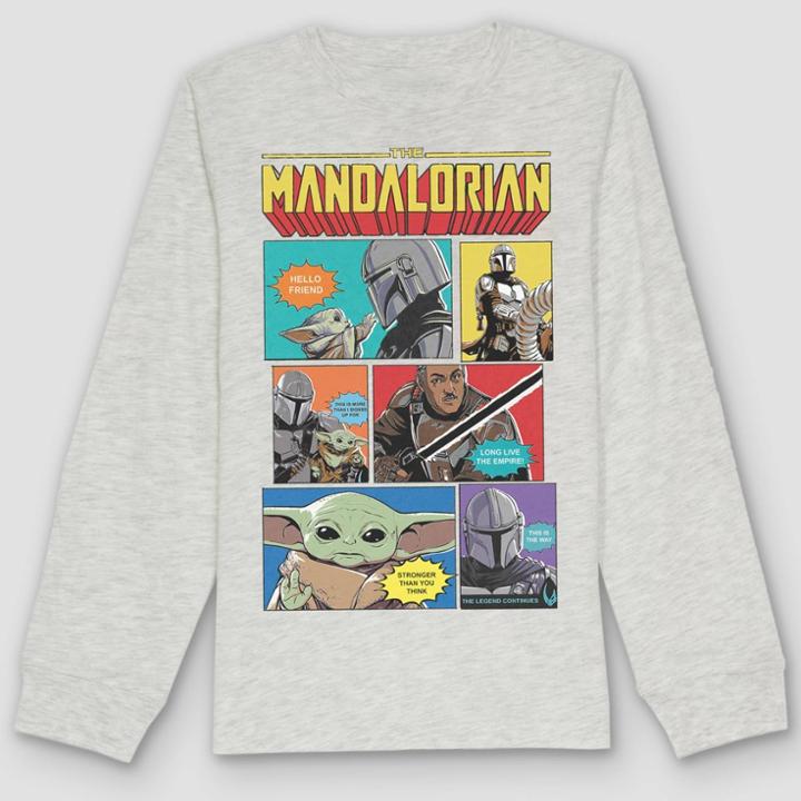 Kids' Star Wars Baby Yoda Long Sleeve Graphic T-shirt - Heather Gray