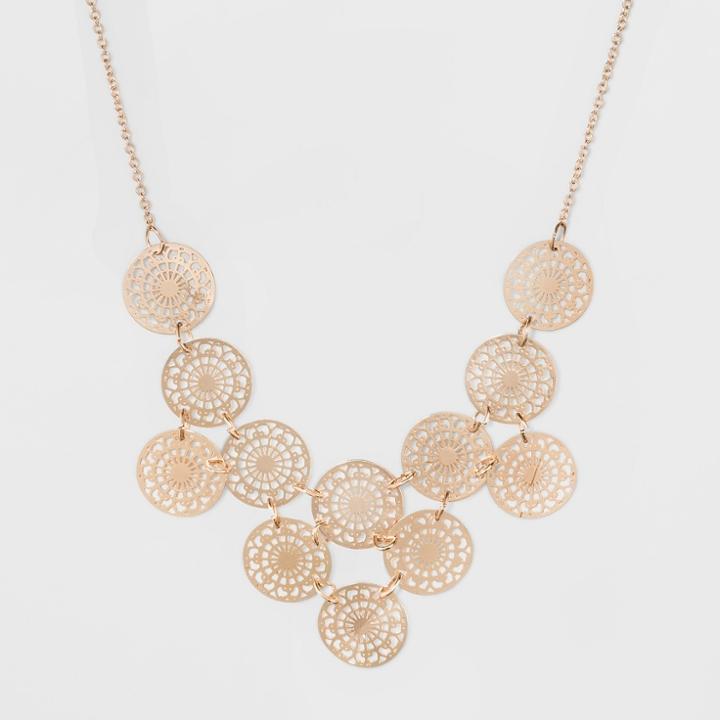 Filigree Coins Short Bib Necklace - A New Day Rose Gold