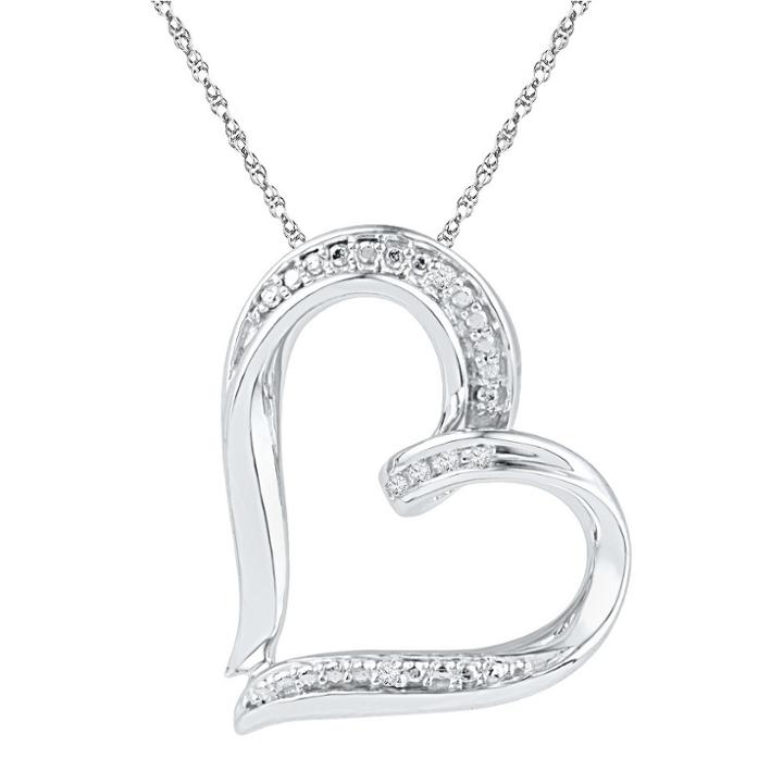 Target 1/20 Ct. T.w Round Diamond With Prong And Nick Set Heart Pendant In Sterling Silver (ij-i2-i3), Girl's, White