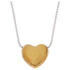 Target Women's Heart Pendant In Vermeil On Sterling Silver Beaded Chain -gold/silver