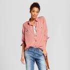 Women's Long Sleeve Soft Twill Shirt - Universal Thread Pink