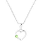 Journee Collection 1/10 Ct. T.w. Round-cut Cz Heart Pave Set Necklace In Sterling Silver - Light Green, Girl's, Pale Green