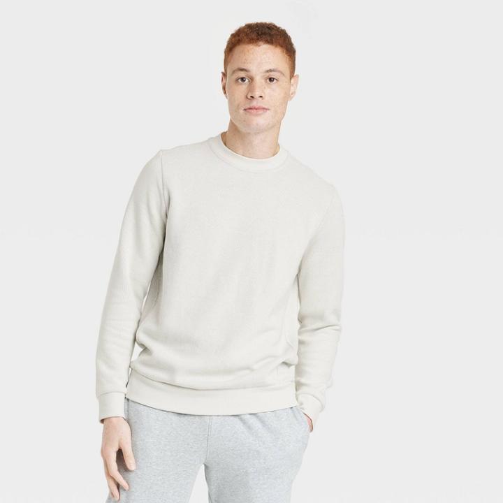 Men's Cotton Fleece Crewneck Sweatshirt - All In Motion Cream