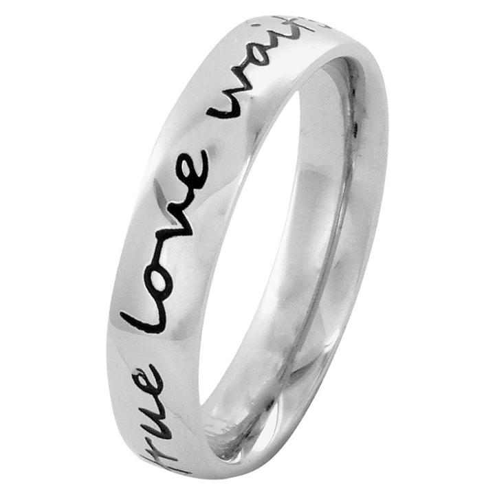 Elya Stainless Steel True Love Waits Script Ring, Women's, Size: