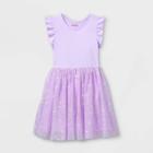 Girls' Daisy Print Short Sleeve Tulle Dress - Cat & Jack Light Purple