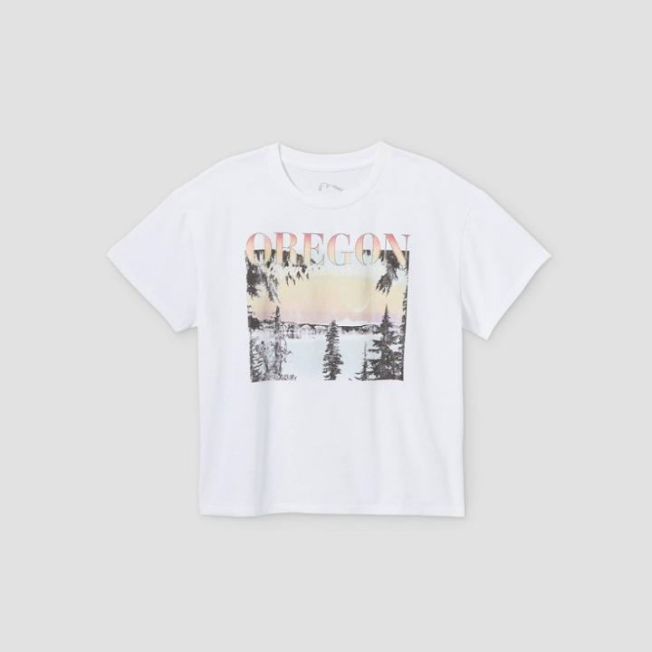 Girls' Boxy Short Sleeve Graphic T-shirt - Art Class White/blue