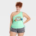 Women's Hello Kitty Plus Size And Friends One Shoulder Graphic Tank Top - Aqua Green