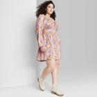 Women's Plus Size Long Sleeve Cut Out Fit & Flare Dress - Wild Fable Floral 1x, Multicolor Floral