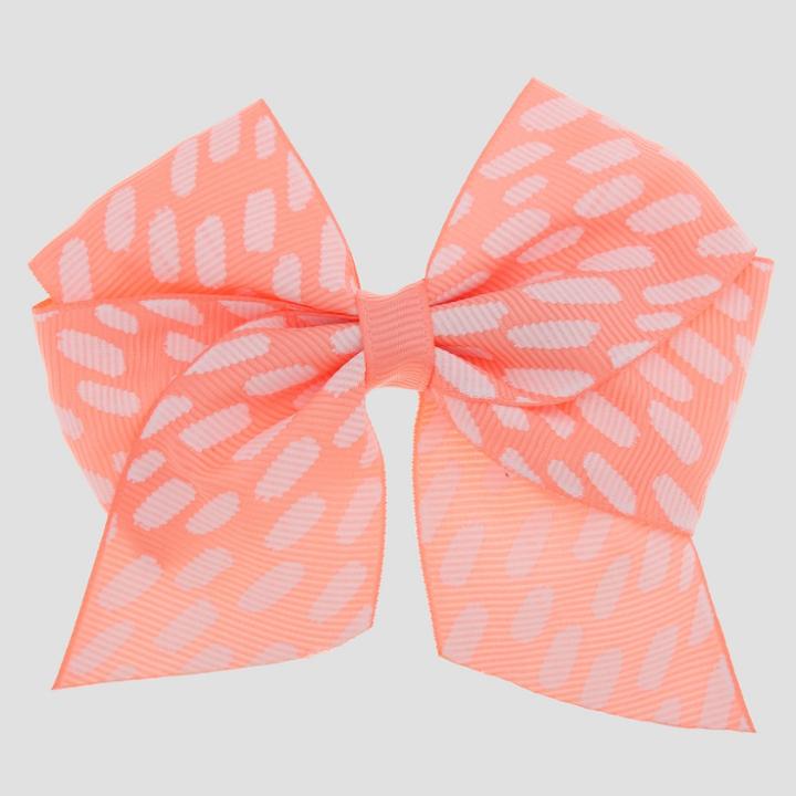 Girls' Bow With Grosgrain Print Fabric Pelican Clip - Cat & Jack Peach (pink)