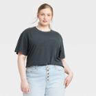 Women's Plus Size Short Sleeve Boxy T-shirt - Universal Thread Dark Gray