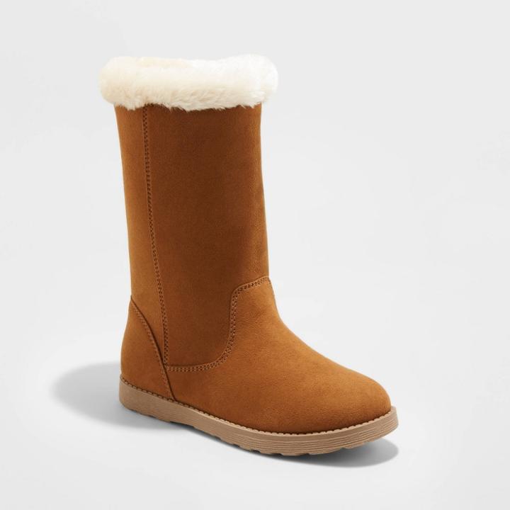 Girls' Kameryn Faux Fur Shearling Boots - Cat & Jack Dark Chestnut