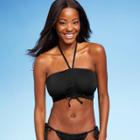 Women's Tie-front Bandeau Halter Bikini Top - Shade & Shore Black D/dd Cup