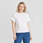 Women's Short Sleeve Button Blouse - Who What Wear White