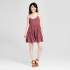 Women's Floral Print Strappy Tiered Shift Dress - Xhilaration Burgundy (red)/pink