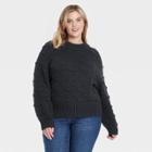 Women's Plus Size Crewneck Bobble Pullover Sweater - Universal Thread Charcoal Gray