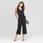 Target Women's Sleeveless V-neck Essentials Denim Button Front Jumpsuit - Universal Thread Black