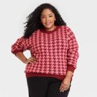 Women's Plus Size Crewneck Pullover Sweater - Ava & Viv Red X