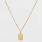 Gold Over Silver Plated Aquamarine And Cubic Zirconia Tag Pendant Necklace - A New Day Gold