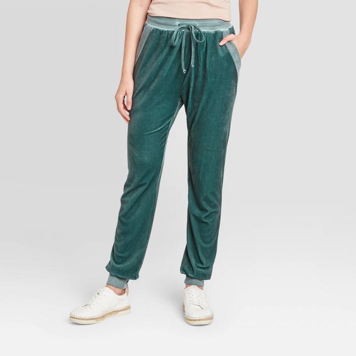 Women's Velour Oil Wash Jogger Pants - Knox Rose Green