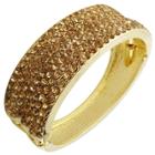 Zirconite Hinged Bangle With Crystals - Champagne Gold, Women's, Orange