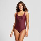 Mossimo Women's Lace-up One Piece - Raisin -