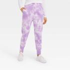 Women's Mid-rise Tie-dye Drop Crotch Jogger Pants With Asymmetrical Zipper Pocket - Joylab Purple