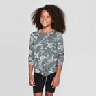 Girls' Long Sleeve Tie Front T-shirt - Art Class Green