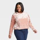 Women's Plus Size Long Sleeve Velvet Cropped Top - Ava & Viv Brown