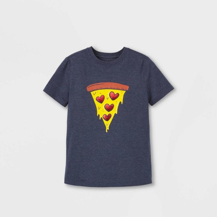 Boys' Pizza Hearts Graphic Short Sleeve T-shirt - Cat & Jack Navy