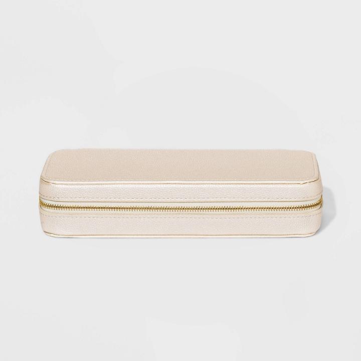 Large Faux Leather Zippered Travel Case Storage - A New Day Cream, Adult Unisex, Ivory