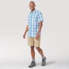 Wrangler Men's Plaid Short Sleeve Button-down Shirt - Blue