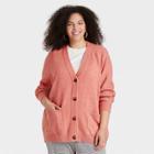 Women's Plus Size Button-front Cardigan - A New Day Pink