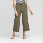 Women's Mid-rise Wide Leg Crop Pants - A New Day Olive (green)