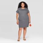 Women's Plus Size Short Sleeve Crewneck T-shirt Dress - Universal Thread Gray