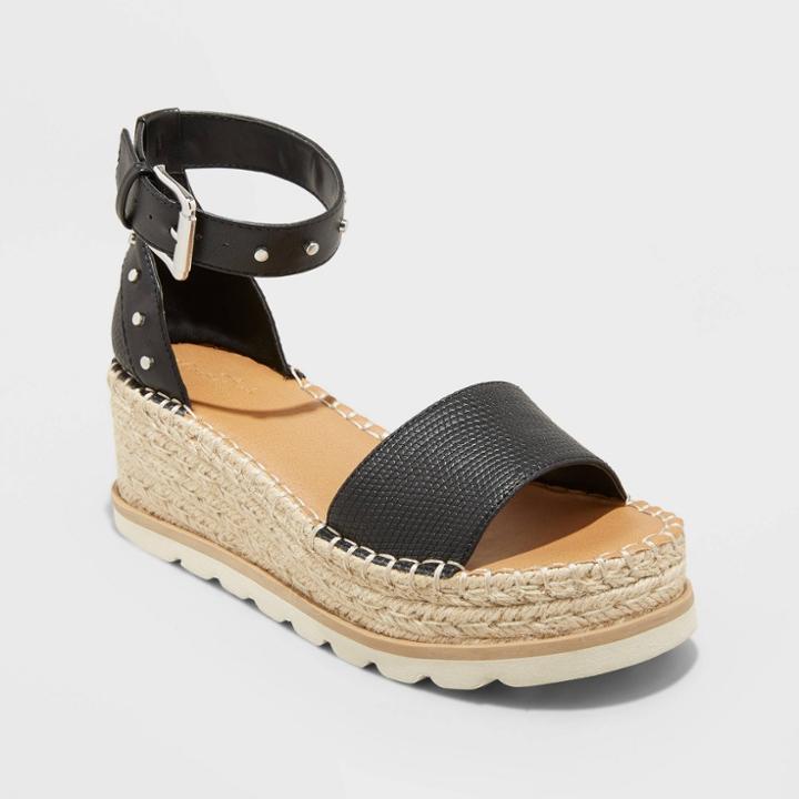 Women's Jean Espadrille Wedges - Universal Thread Black