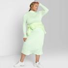 Women's Plus Size Long Sleeve Mock Turtleneck Tissue T-shirt - Wild Fable Green 1x, Women's,