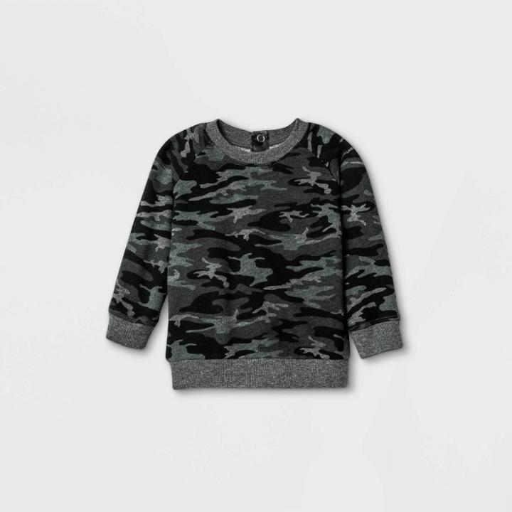 Grayson Mini Baby Girls' Camo Pullover Sweatshirt - Black Newborn