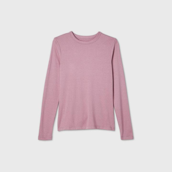 Women's Long Sleeve Fitted T-shirt - A New Day Purple