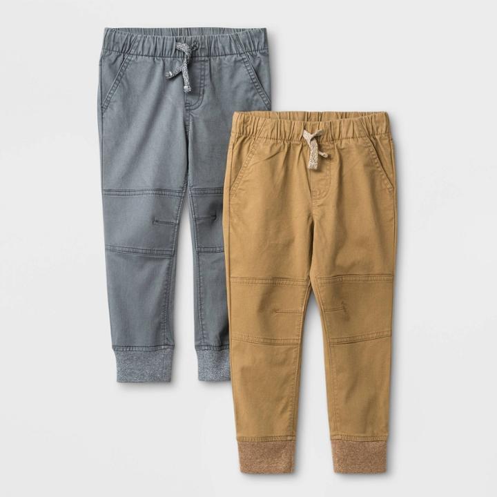 Toddler Boys' 2pk Jogger Pants - Cat & Jack Brown/gray
