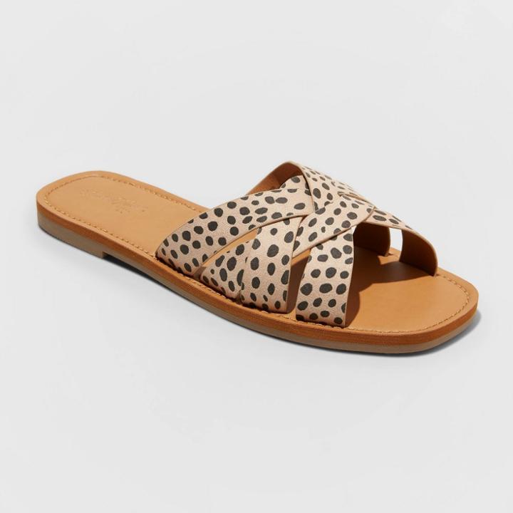 Women's Kyra Square Toe Leopard Print Sandals - Universal Thread Brown