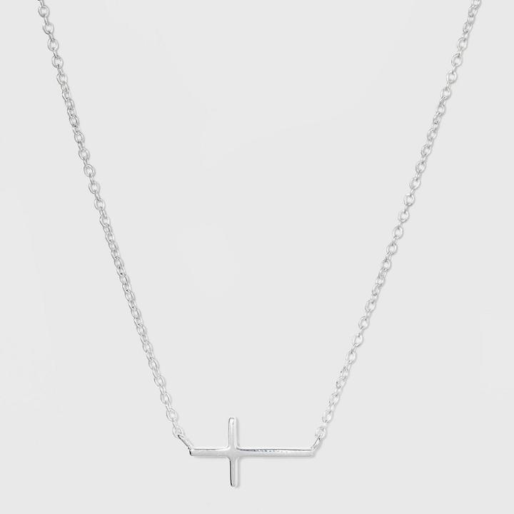 Target Sterling Silver Horizontal Cross Station Necklace -