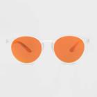 All In Motion Women's Matte Crystal Round Sunglasses With Orange Polarized Mirrored Lenses - All In
