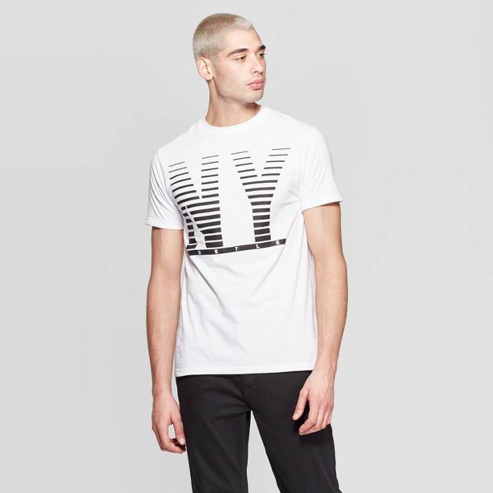 Men's Short Sleeve Crewneck Ny Hustle Graphic T-shirt - Awake White