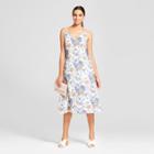 Women's Floral Print Strappy Dress - Needlework White