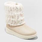 Girls' Thea Zipper Slip-on Winter Shearling Style Boots - Cat & Jack Off White