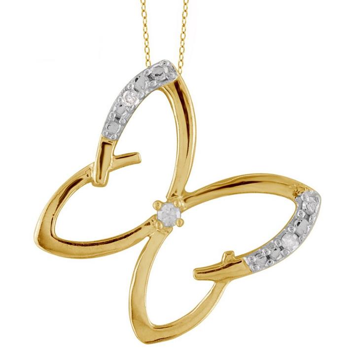 Target 120 Ct. T.w. Round-cut White Diamond Prong Set Butterfly Pendant - Yellow