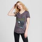 Women's Free Bird Short Sleeve Criss Cross V-neck Graphic T-shirt - Lyric Culture (juniors') Charcoal Gray